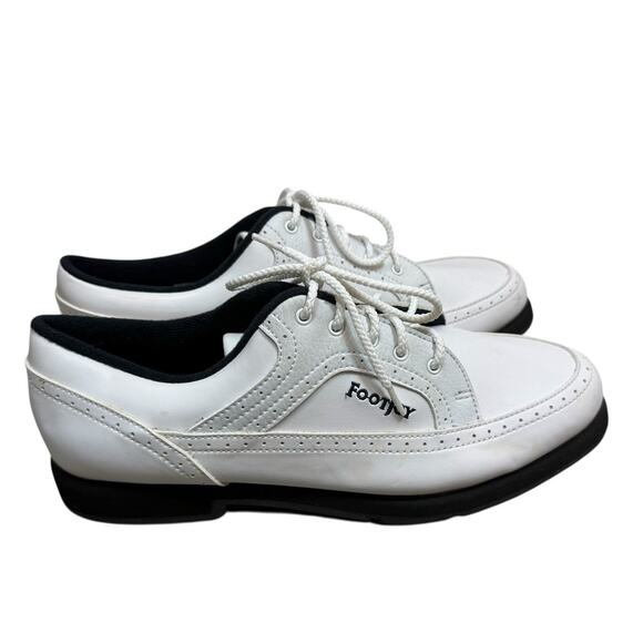 Footjoy Womens Golf Shoes Size 8.5m Greenjoys Soft Spikes Logo Lace Up White - Picture 7 of 11
